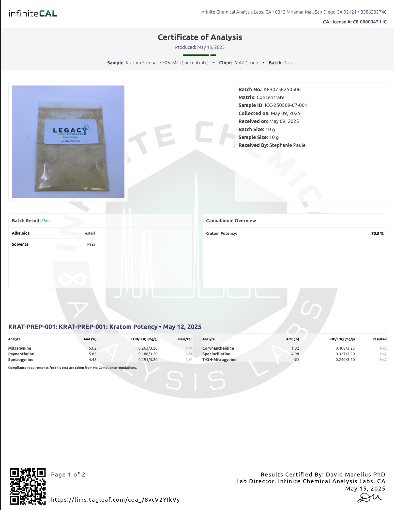 50% Mitragynine Freebase Extract